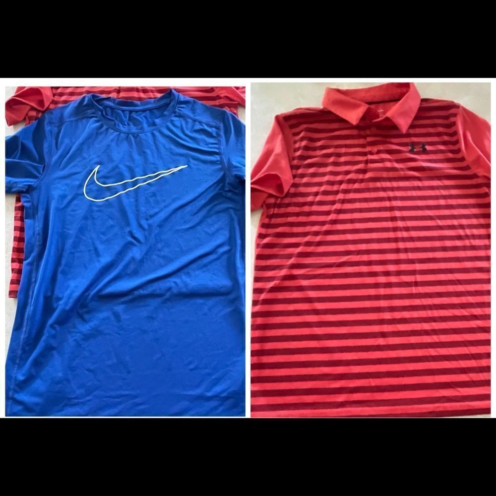Boys Under Armour Nike shorts size YXL Youth XL polo and tee blue